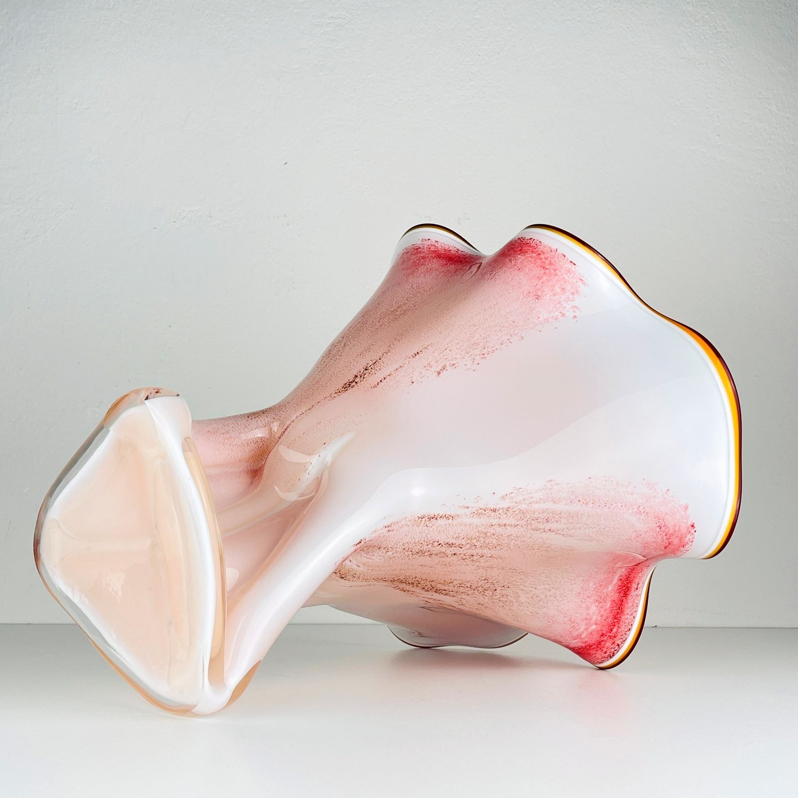 photo for sale Vintage Murano Vase Red And White Italy 1970s