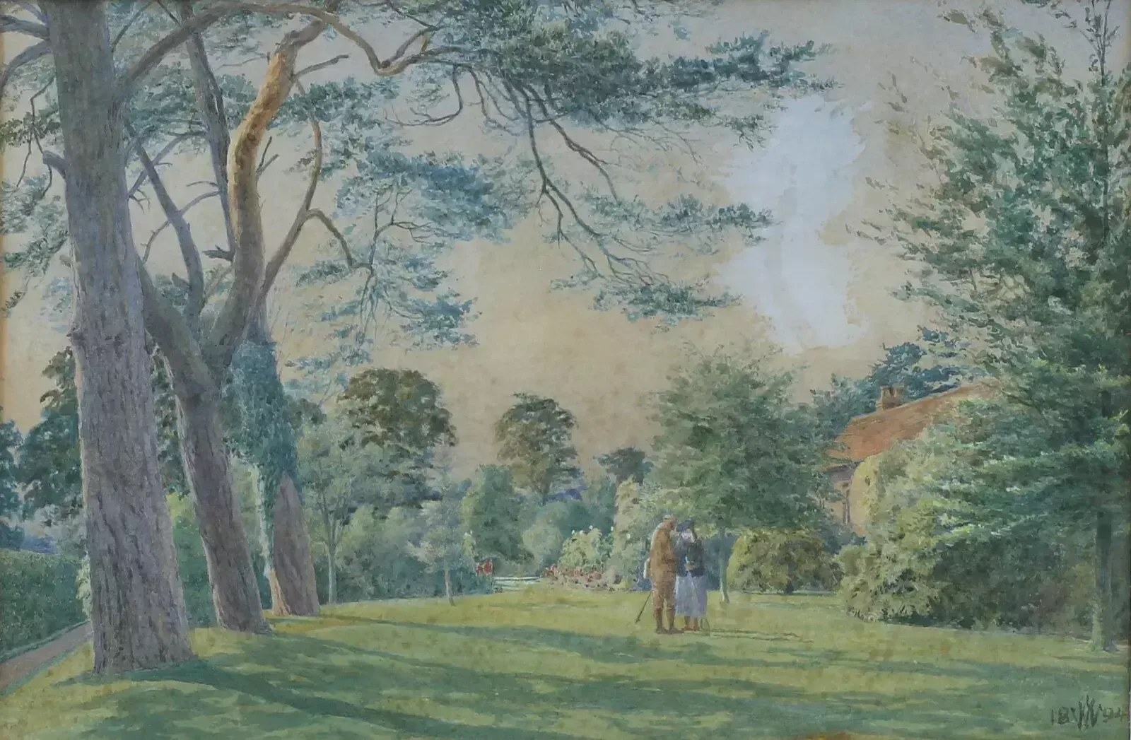 Watercolour By Vw. Titled "The South Lawn, Colkirk Rectory" photo furniture