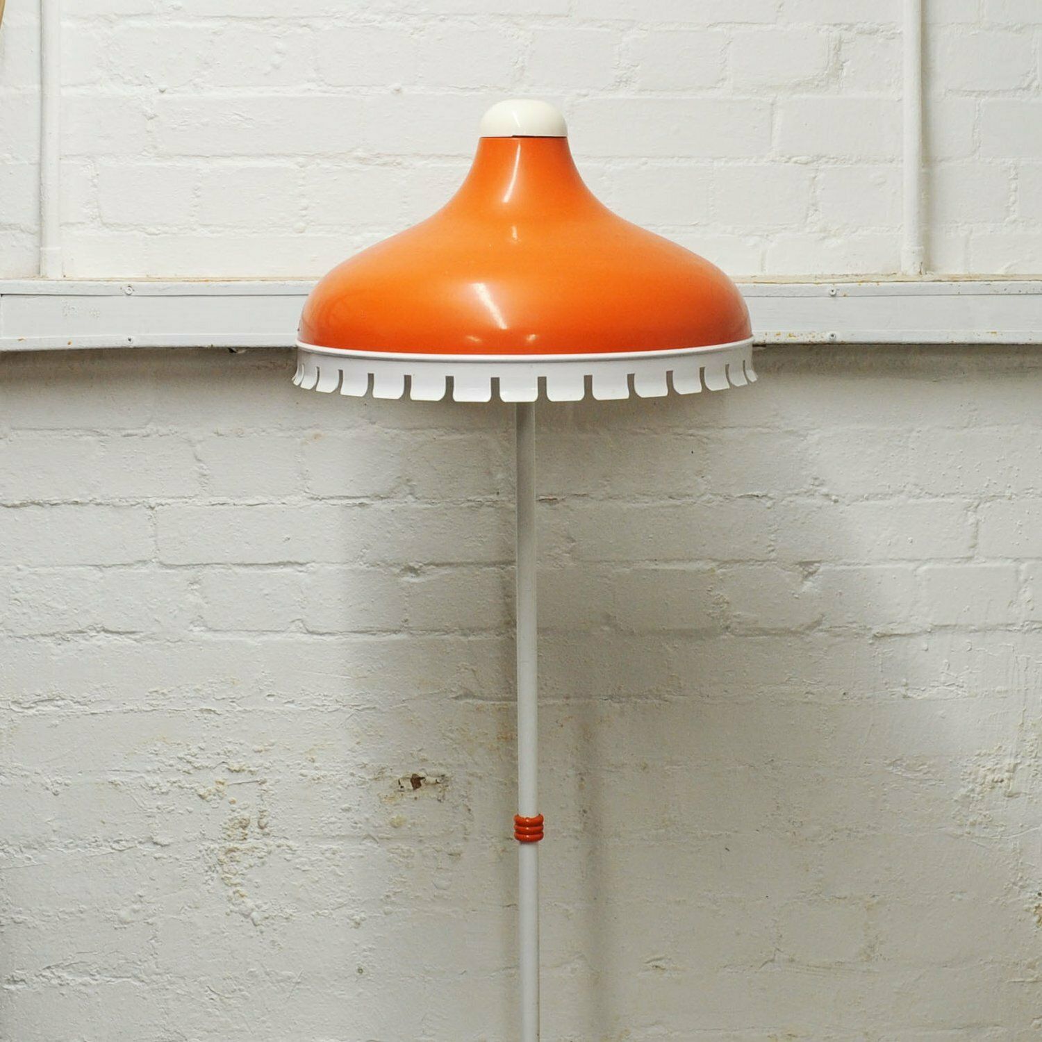 Space Age Orange And White Metal Floor Lamp By Meyer, Germany, 1960s photo vinterior