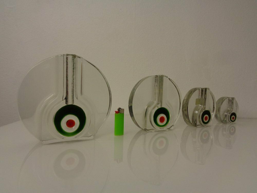 Pop Art Glass Vases By H. Düsterhaus For Walther, Germany, 1960s, Set Of 4 photo for sale