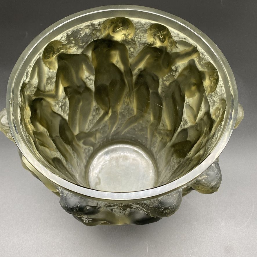 One R.Lalique Bacchantes Vase In Grey And White Patinated Glass. photo buy