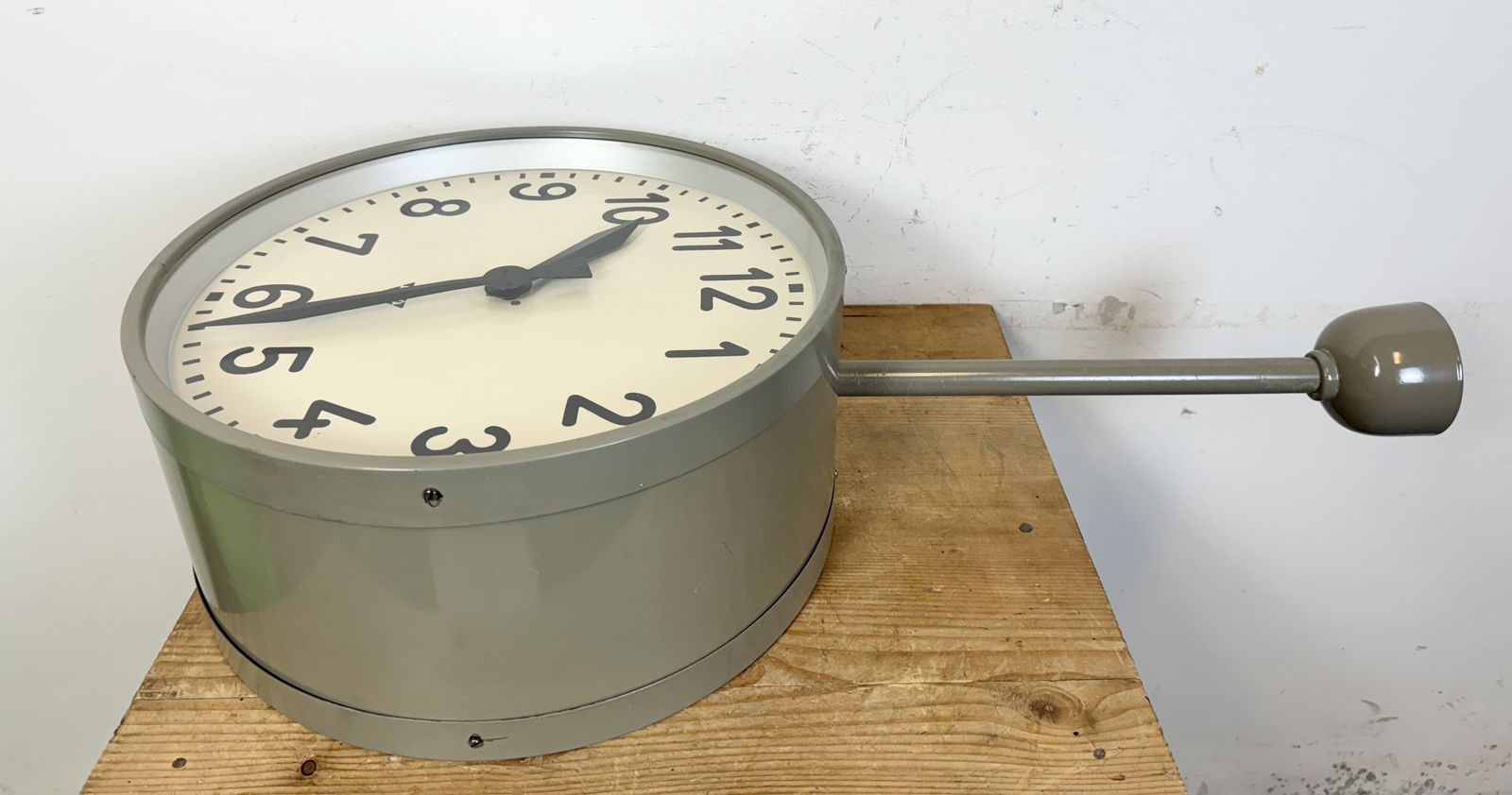 photo buy Large Industrial Double Sided Railway Or Factory Clock From Pragotron, 1950s, 4x