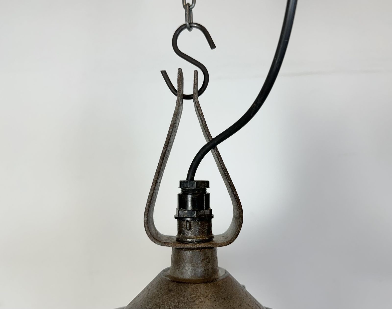 Industrial Green Enamel Factory Pendant Lamp In Cast Iron, 1960s photo Lighting