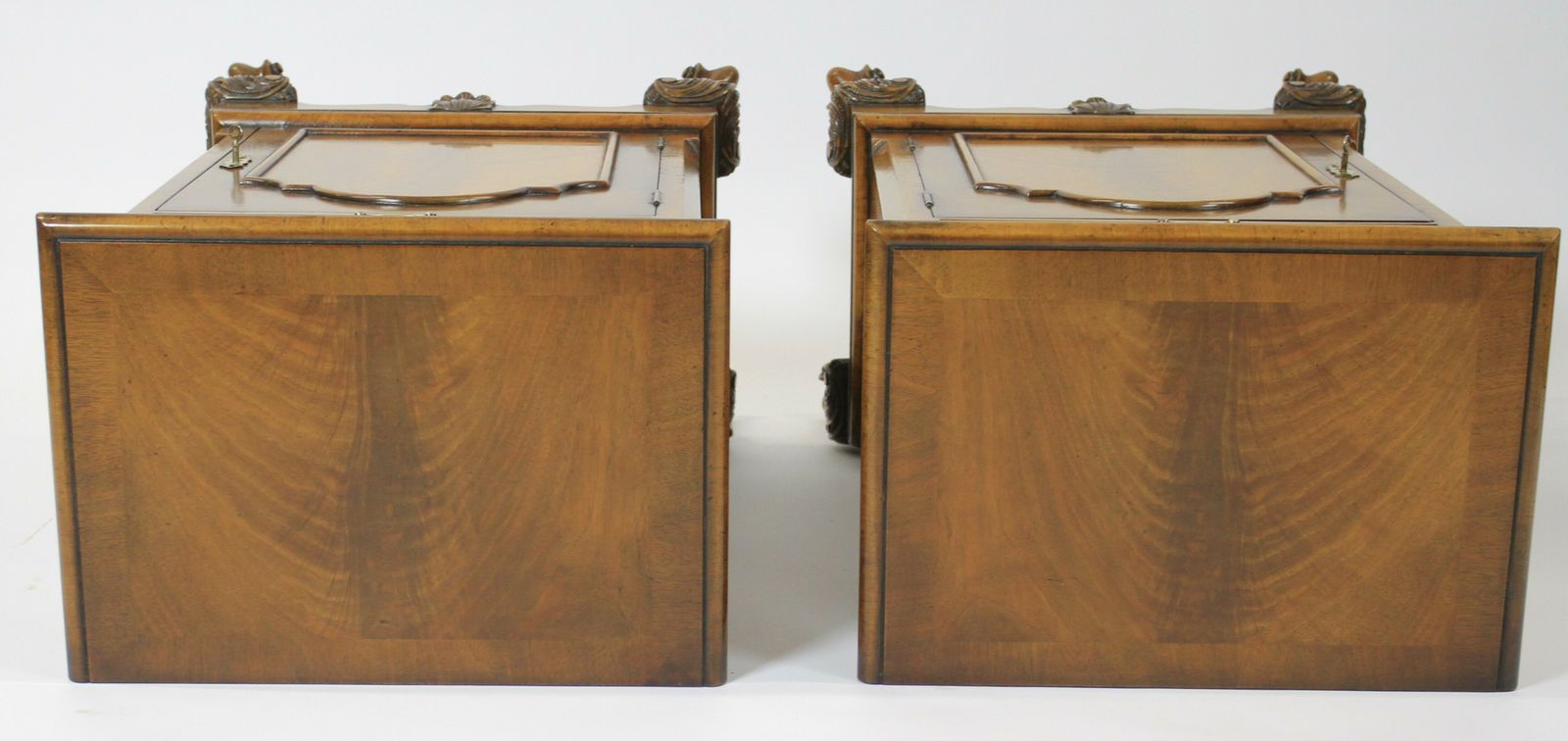 Pair Walnut Queen Anne Style  Bedside Cupboards Circa 1930s photo 1150.0