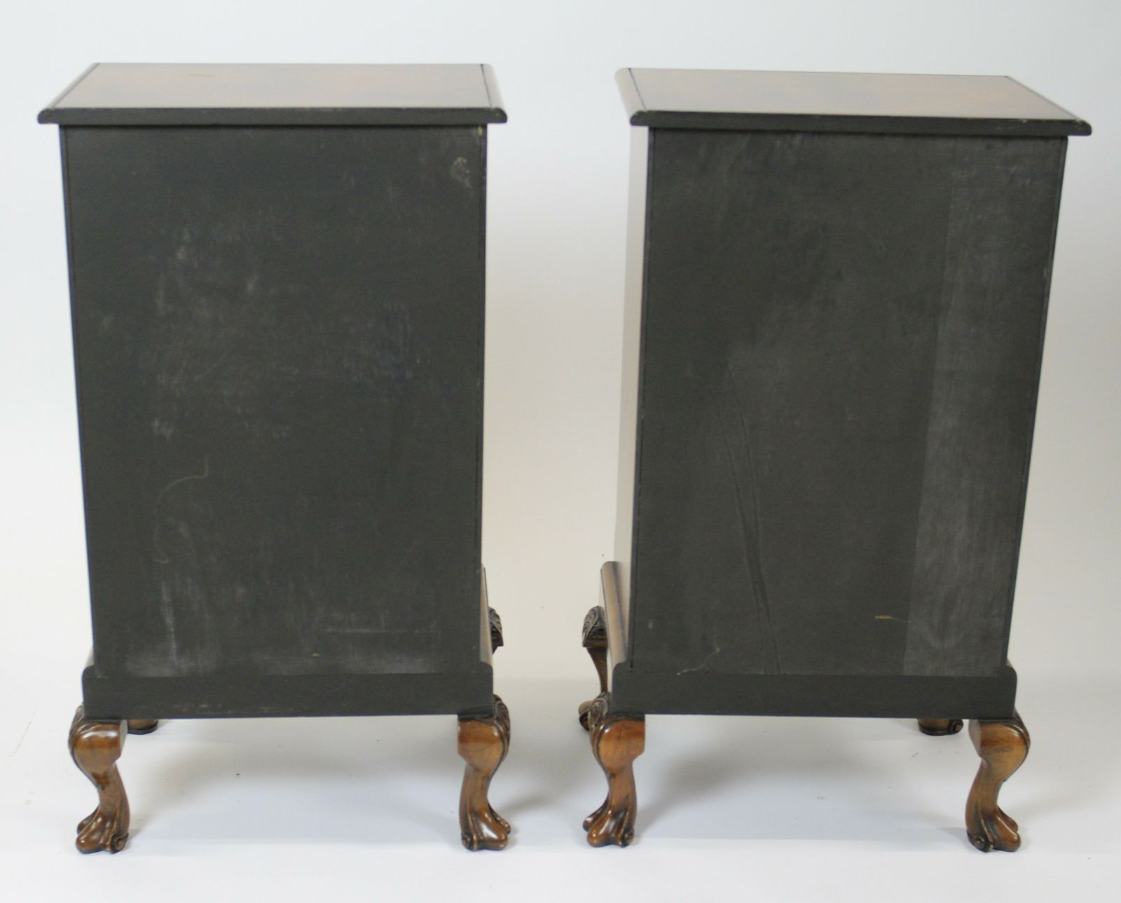 Pair Walnut Queen Anne Style  Bedside Cupboards Circa 1930s photo vinterior