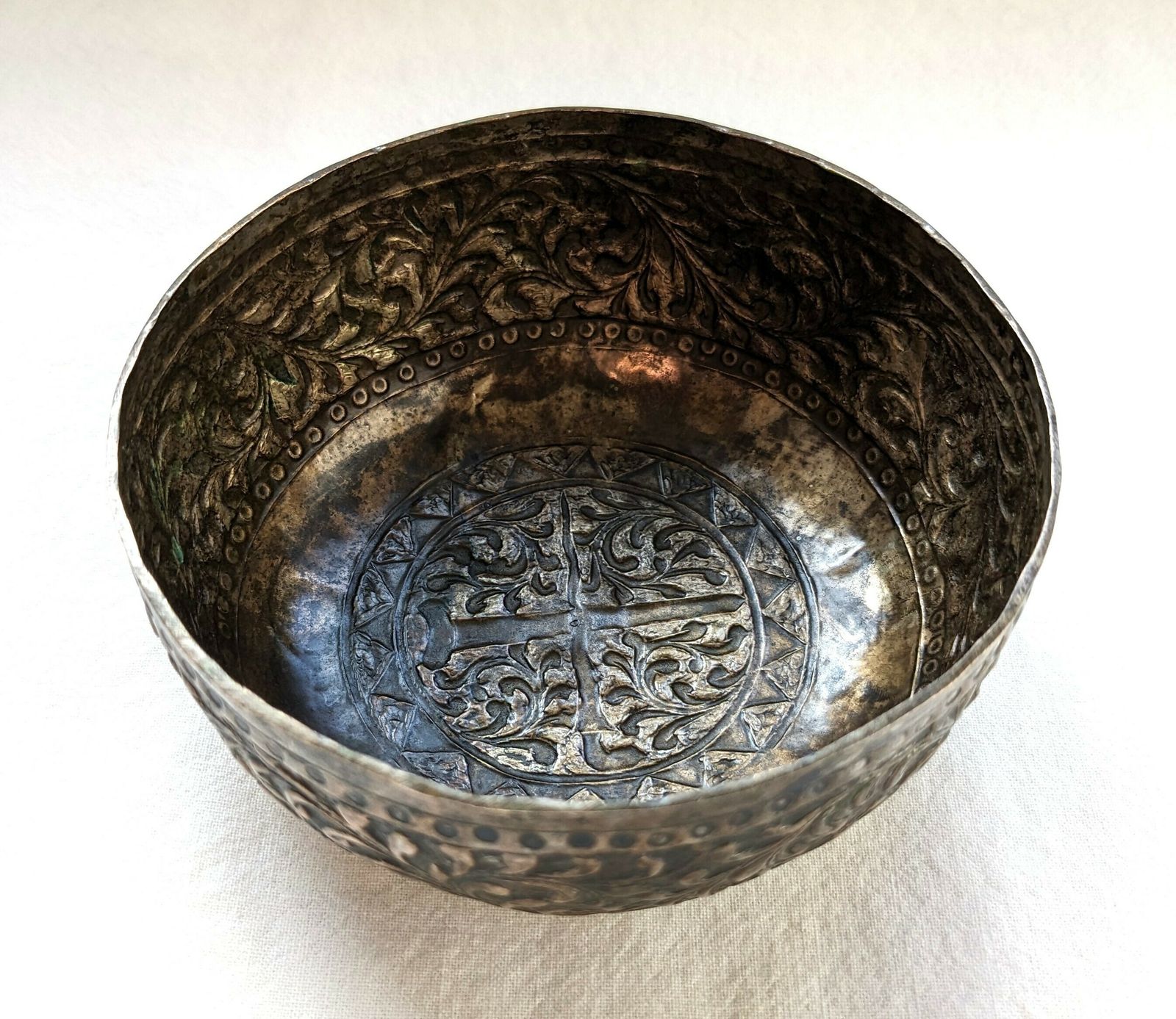 Antique Islamic Malay Small Silver Bowl With Engraved Relief Decoration photo Home Decor