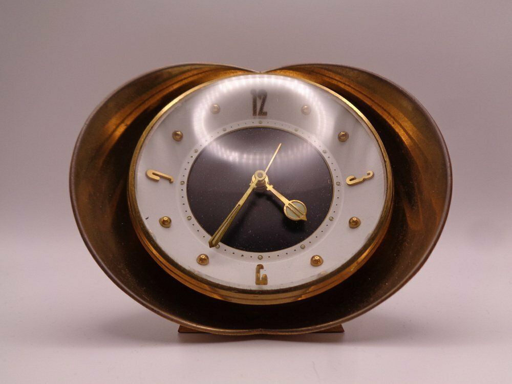 Brass 7 Rubis Alarm Clock From Kienzle International, Germany, 1950s