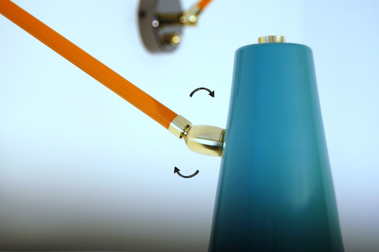 Pair Of Wall Lamp   Metal / Brass   Articulated With Switch   Orange / Light Green photo 290.0