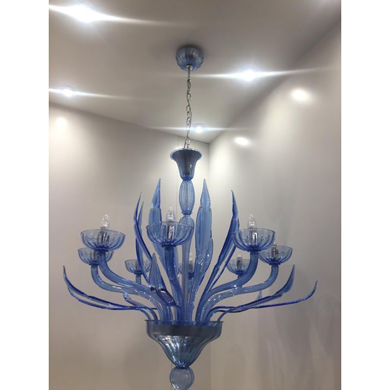 Murano Glass Bluino Italian Leaves Chandelier In Style Murano Glass photo furniture