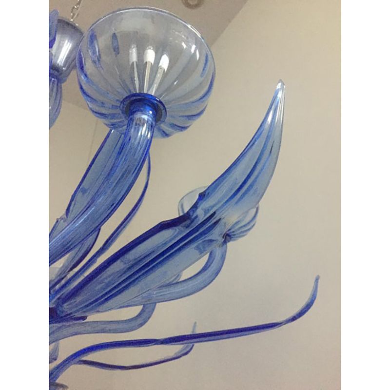 photo furniture Murano Glass Bluino Italian Leaves Chandelier In Style Murano Glass