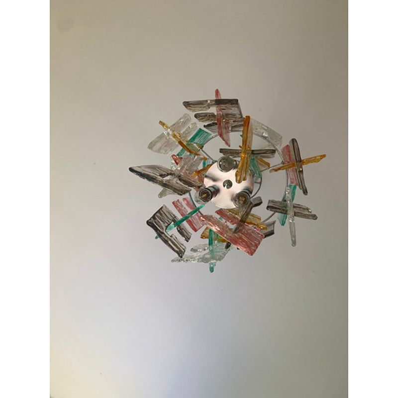 Contemporary Multicolors “Handmade C” Chandelier Murano Glass Style In Venini Style photo furniture