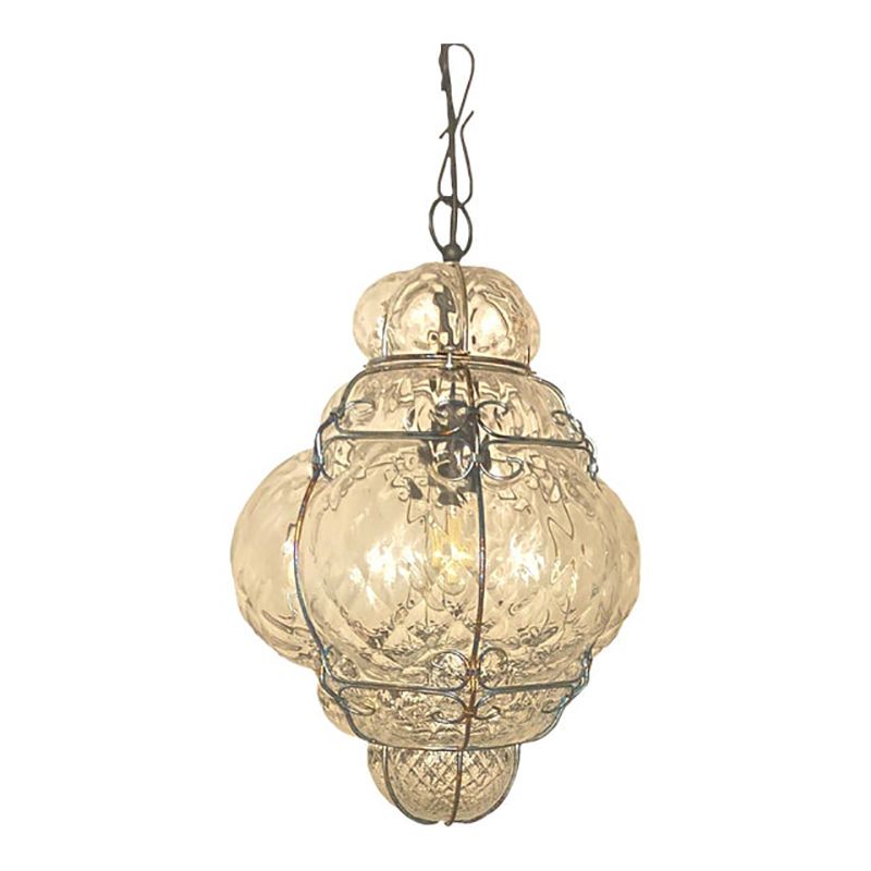 Italian Style Murano Glass Pendant In Transparent
