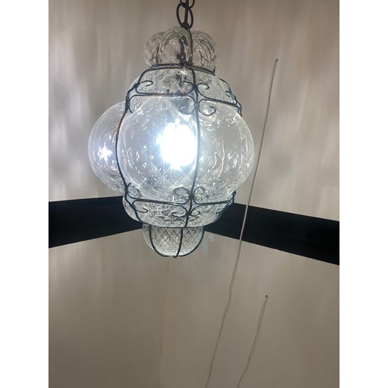 photo for sale Italian Style Murano Glass Pendant In Transparent