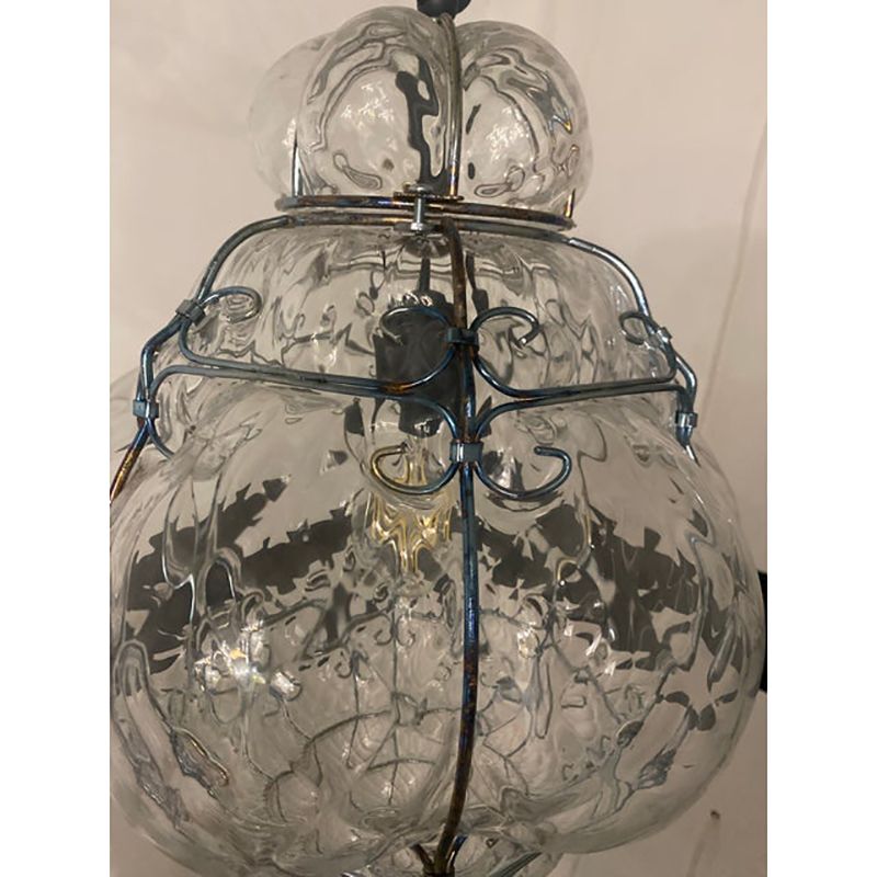 Lighting Italian Style Murano Glass Pendant In Transparent photo