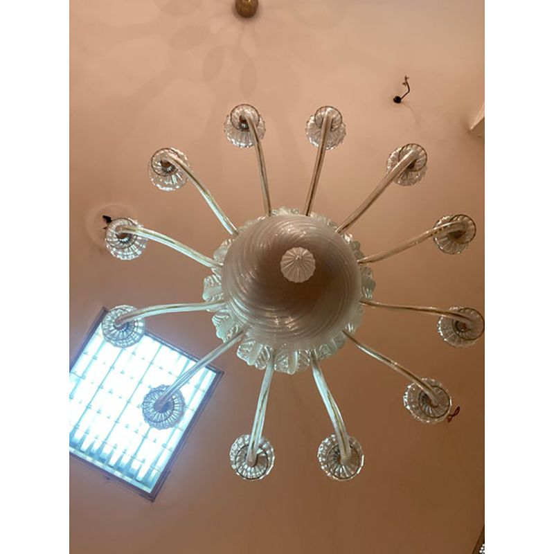 Vintage Italian Leaves Chandelier In Murano Style Glass photo Lighting