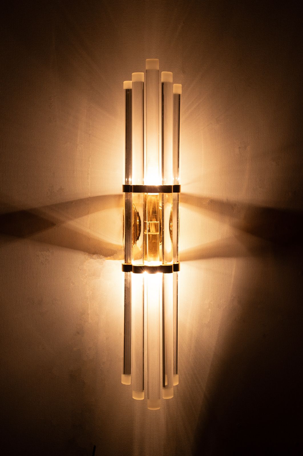 Grote Wandlamp Met Geslepen Glas, Venini Stijl, Jaren 1970, Italië photo for sale