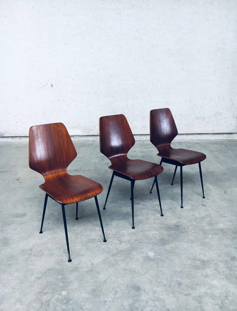 Midcentury Modern Design Plywood Side Chairs Attributed To Carlo Ratti For Legni Curvati, Italy 1950's photo furniture