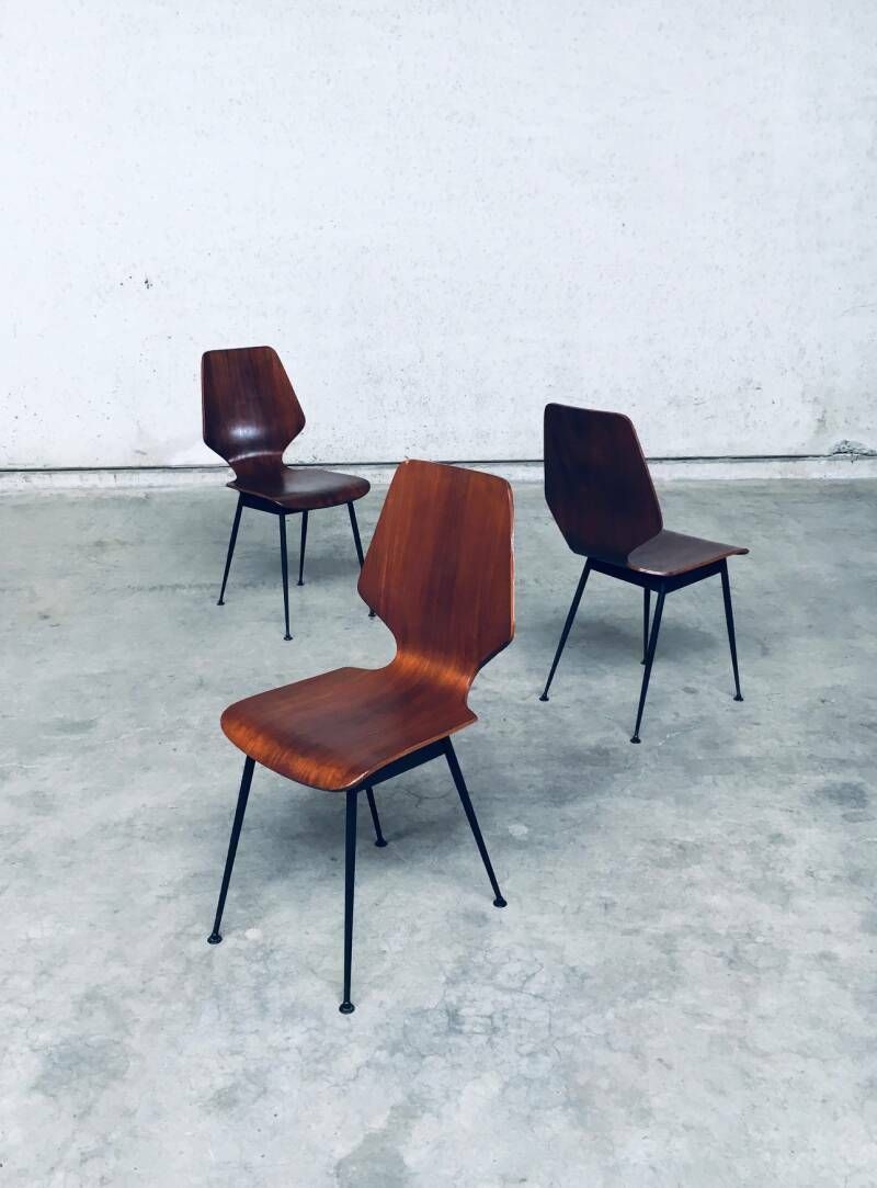 Midcentury Modern Design Plywood Side Chairs Attributed To Carlo Ratti For Legni Curvati, Italy 1950's photo vinterior