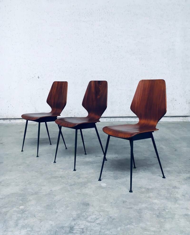 Midcentury Modern Design Plywood Side Chairs Attributed To Carlo Ratti For Legni Curvati, Italy 1950's photo vintage