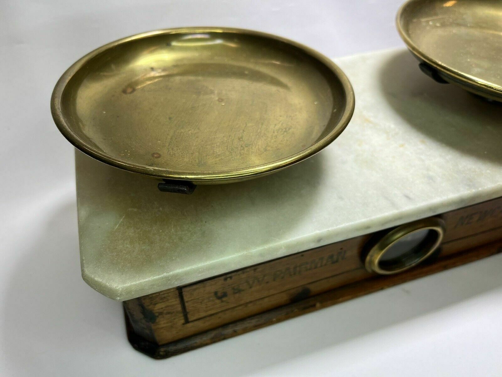 Antique French Marble & Wood Counter Scales & Weights G&W Pairman Bonfils Monneret Paris photo vinterior
