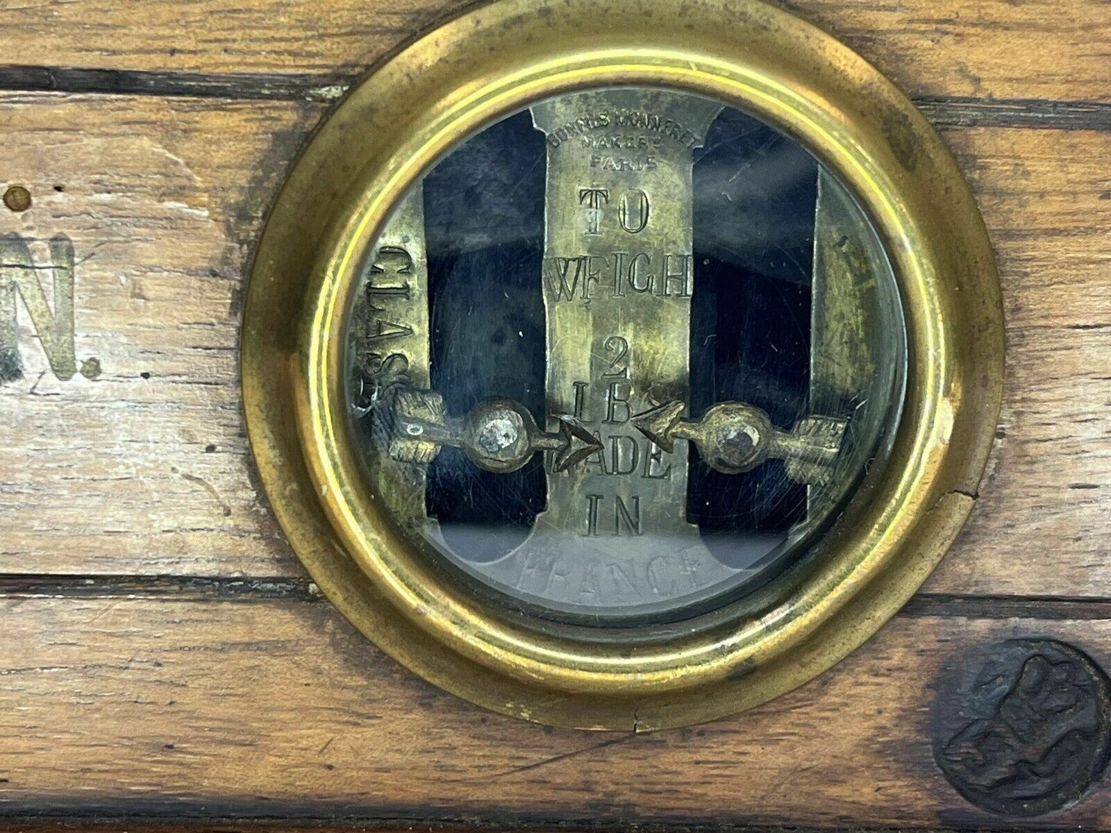 photo for sale Antique French Marble & Wood Counter Scales & Weights G&W Pairman Bonfils Monneret Paris