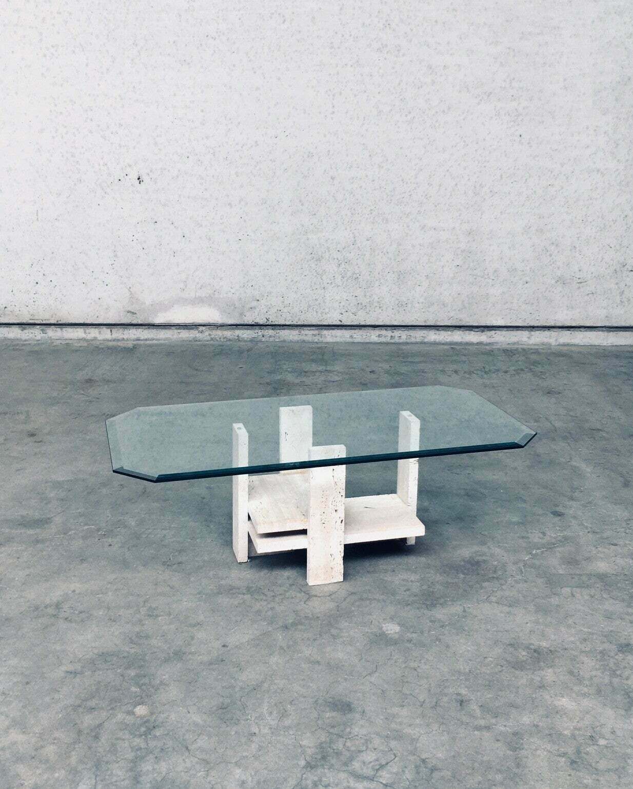 Brutalist Design Travertine Coffee Table By Willy Ballez, Belgium 1970's photo Furniture