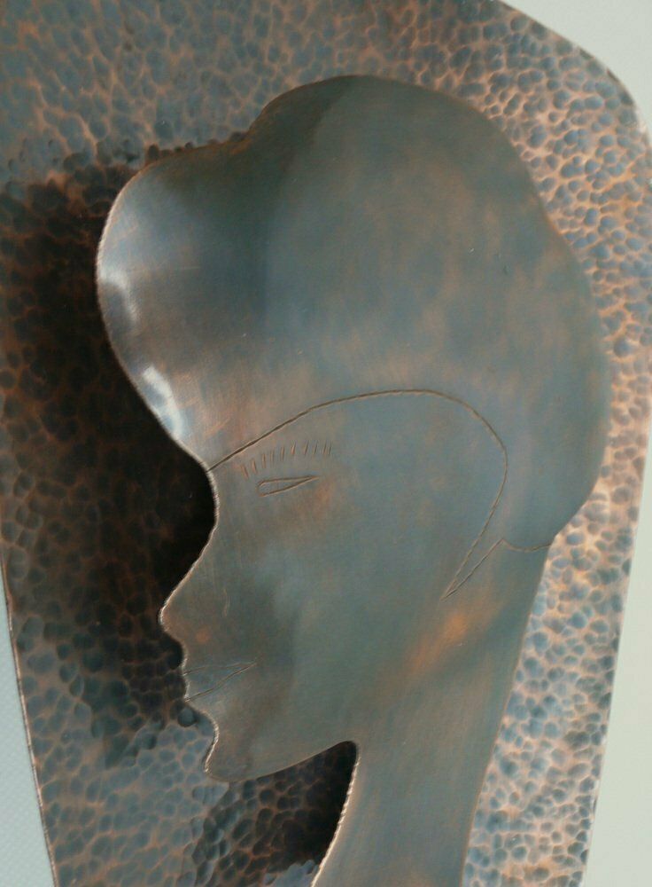 photo furniture Handmade Woman's Portrait Wall Lamp In Copper Plated Metal, 1960s