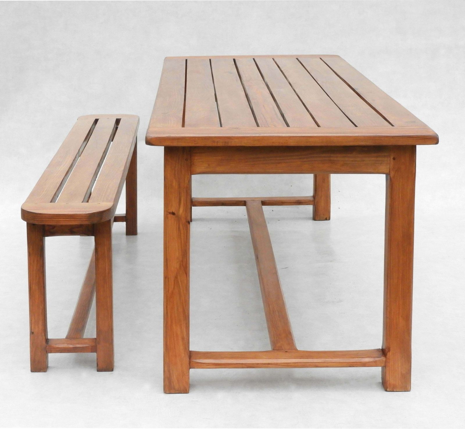 Vintage French Provincial Slatted Pine Outdoor Dining Tables (Seats 8) 2 Available photo Furniture