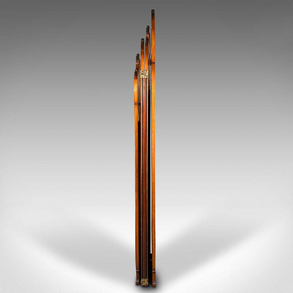 6' 6'' Tall Antique Privacy Screen, French Walnut, Glass, Art Nouveau, Victorian photo 2953.0