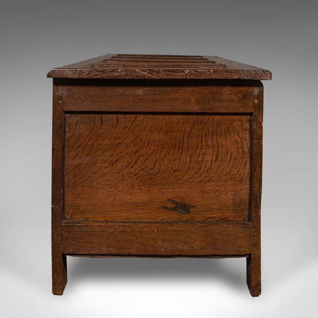 Large Antique Coffer, English, Oak, Carved Trunk, Window Seat, William III, 1700 photo 2850.0