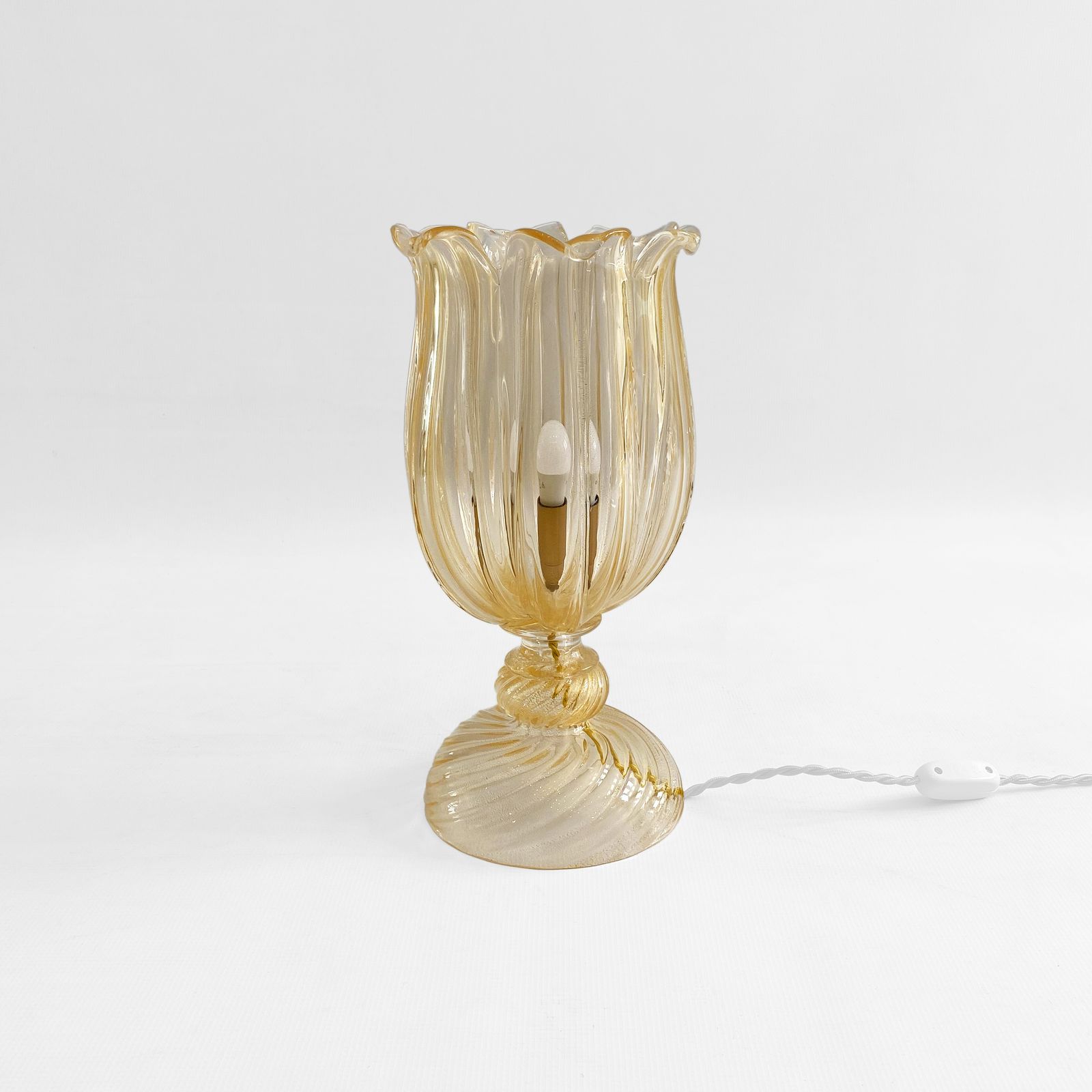 Archimede Seguso Handmade Murano Glass Table Lamp Gold Italian Art Deco 1980s photo for sale