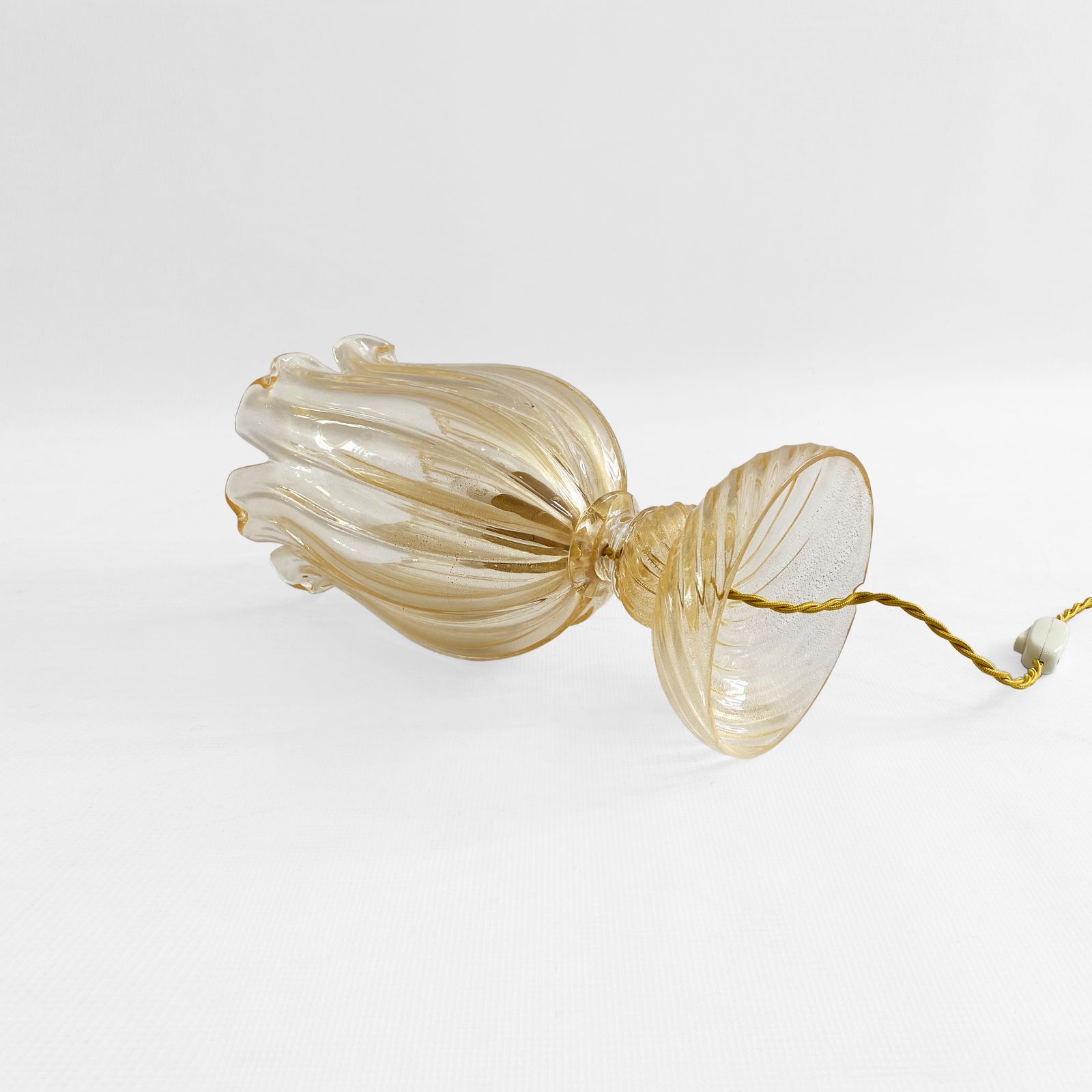 photo furniture Archimede Seguso Handmade Murano Glass Table Lamp Gold Italian Art Deco 1980s
