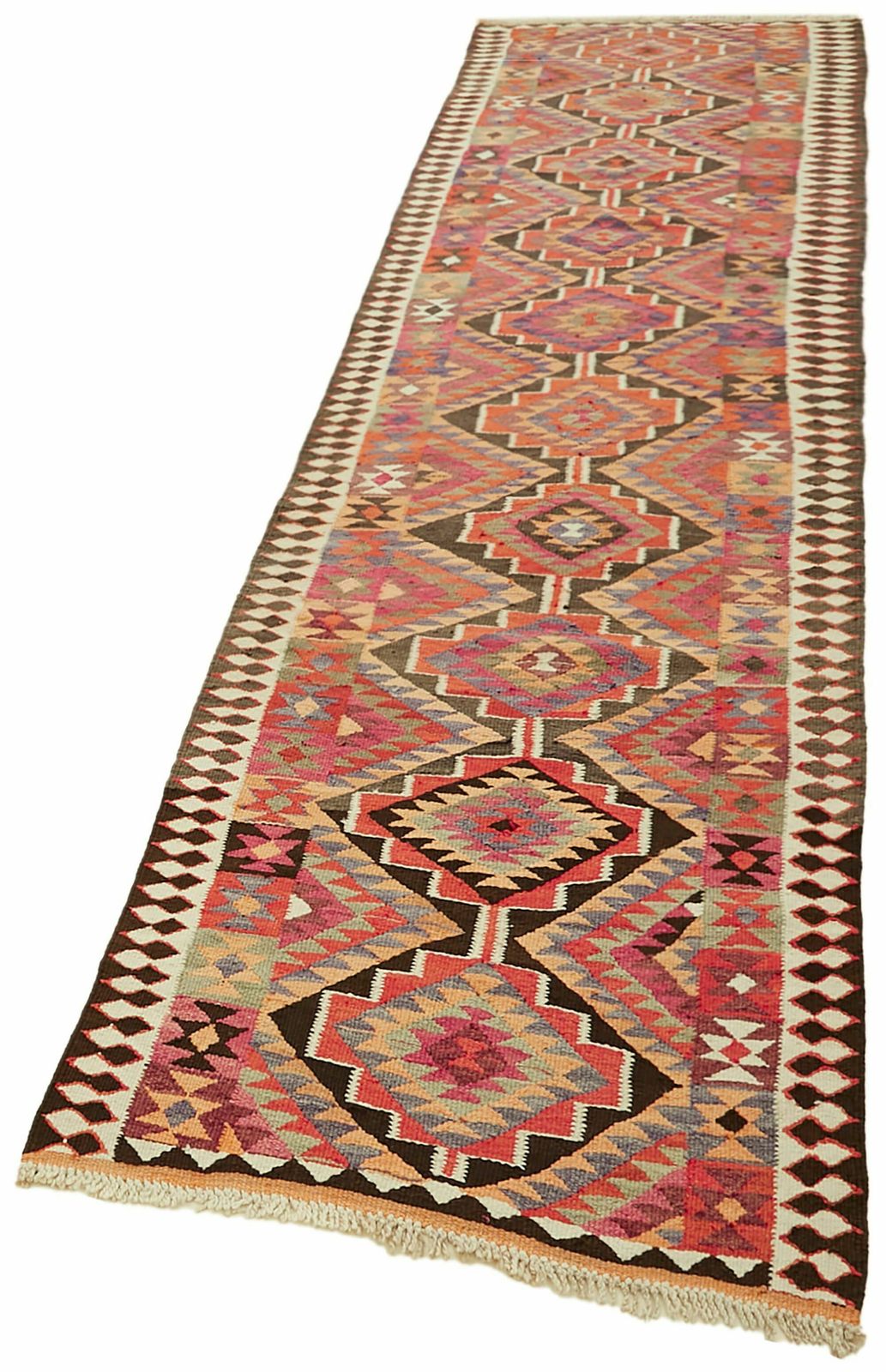 3x11 Multicolor Boho Runner Kilim Rugs   42837 photo for sale