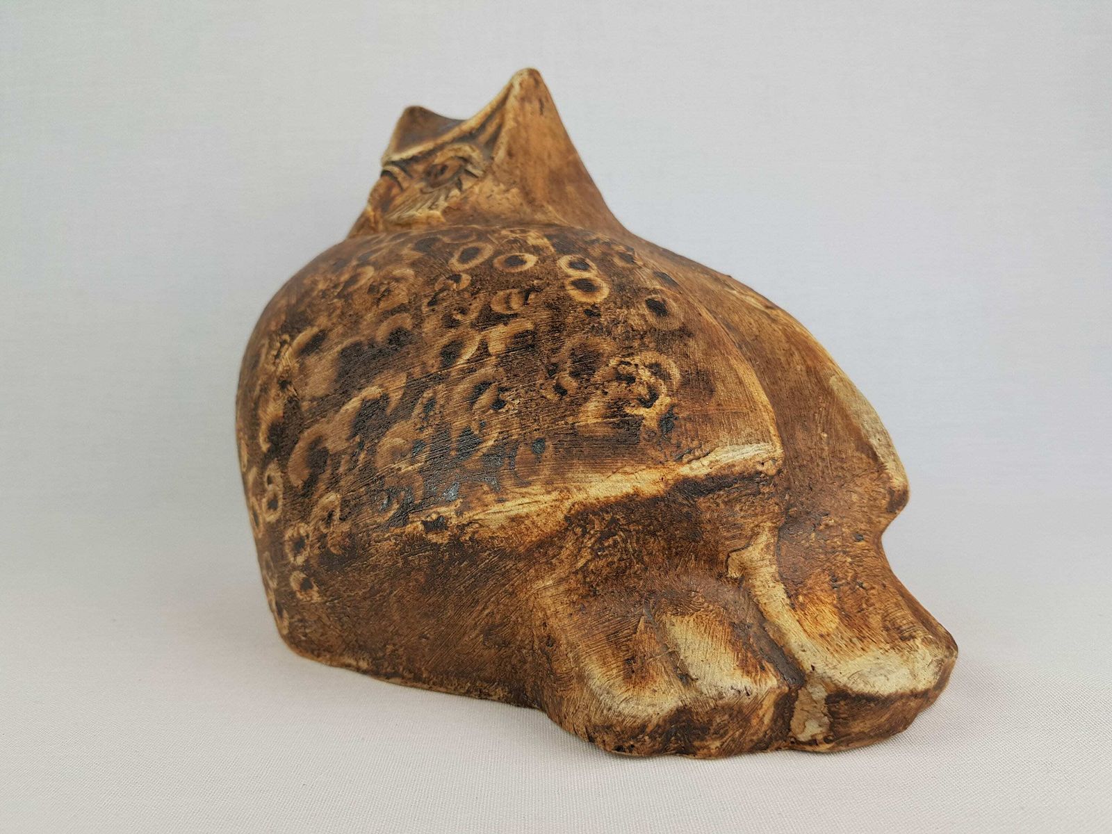 Vintage Gerhard Liebenthron Studio Art Pottery Owl Figure West Germany 1984 photo for sale