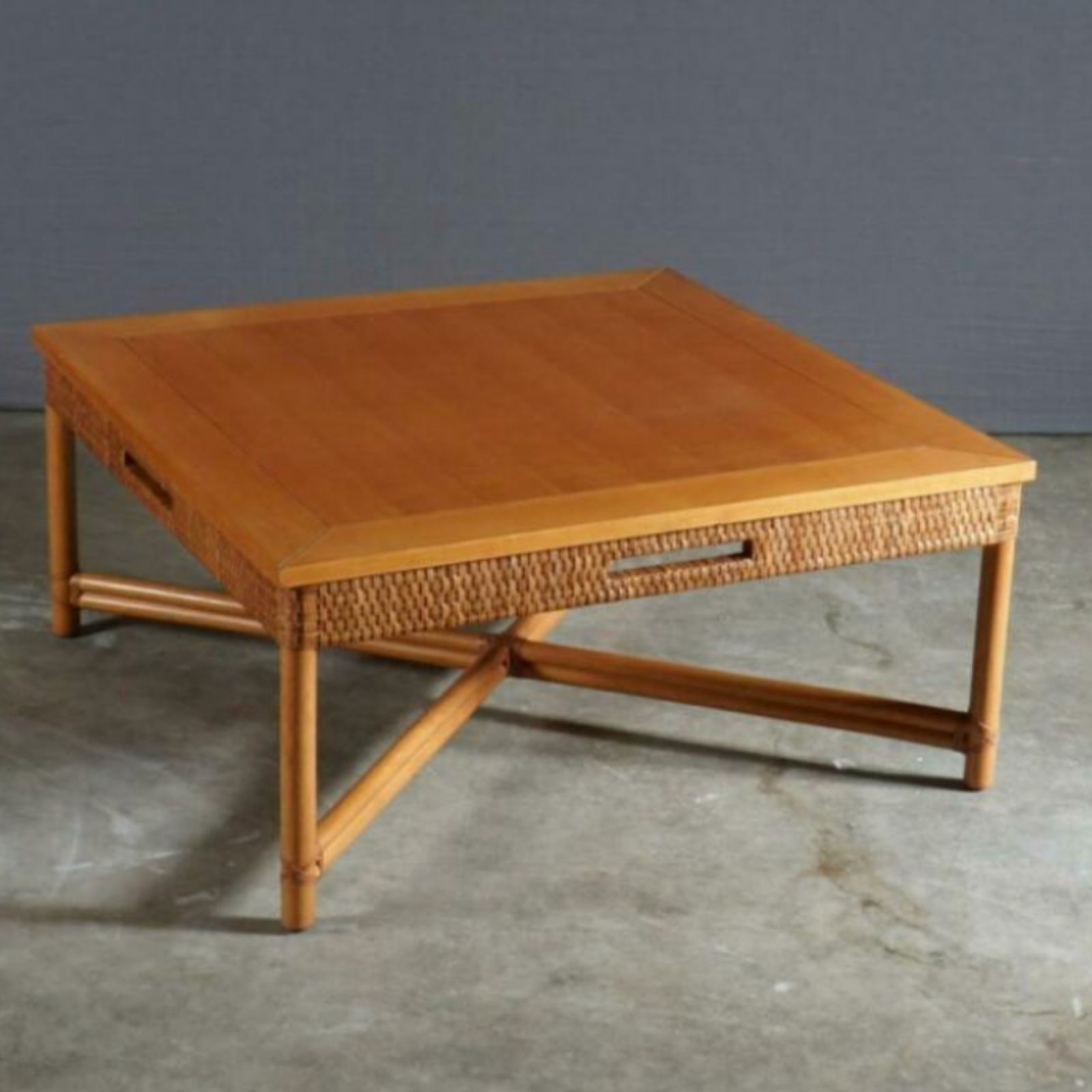 Bamboo And Rattan Coffee Table By Gasparucci Italo, Italy 1970s