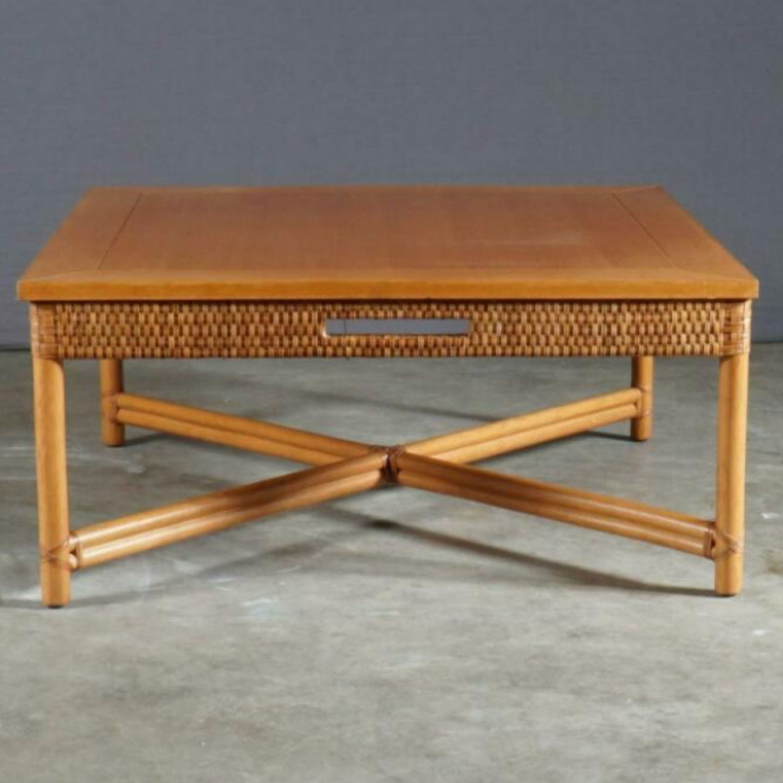 photo for sale Bamboo And Rattan Coffee Table By Gasparucci Italo, Italy 1970s