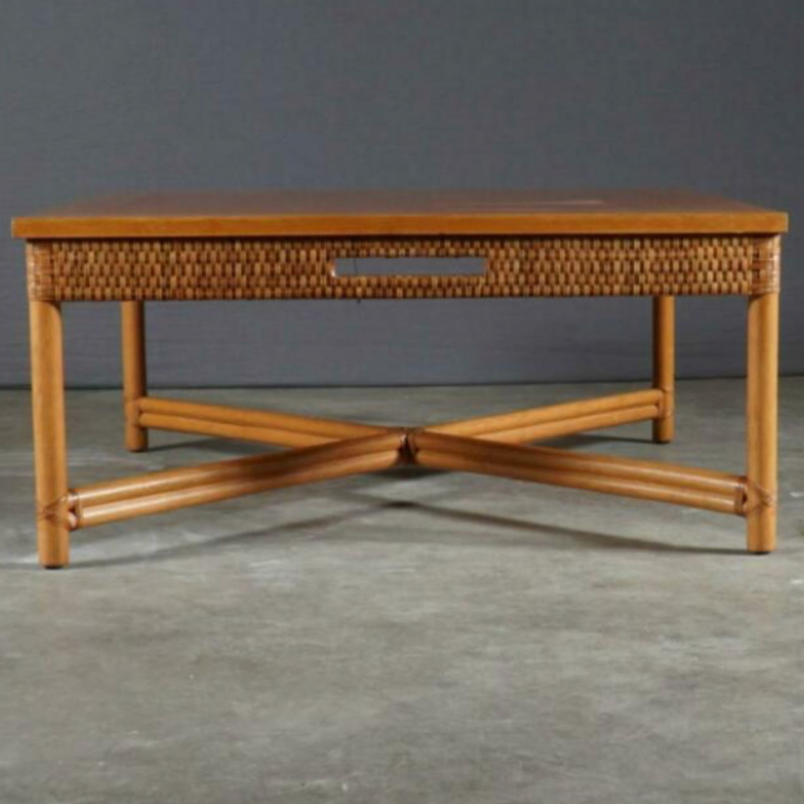 Furniture Bamboo And Rattan Coffee Table By Gasparucci Italo, Italy 1970s photo