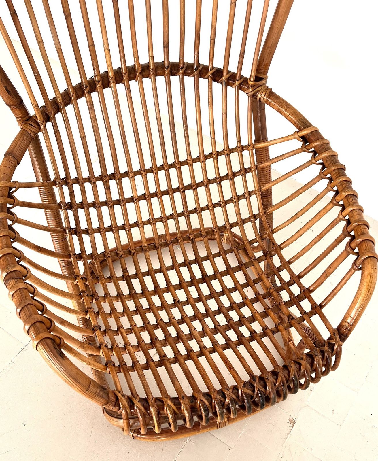 Tito Agnoli B4 Vintage Rattan Bamboo Armchair, 1970s photo 1490.0