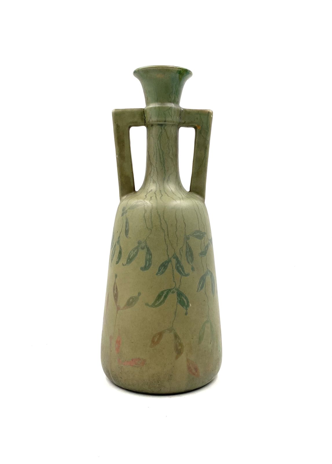 Art Deco Green Iridescent Vase, Montieres France 1930s photo for sale