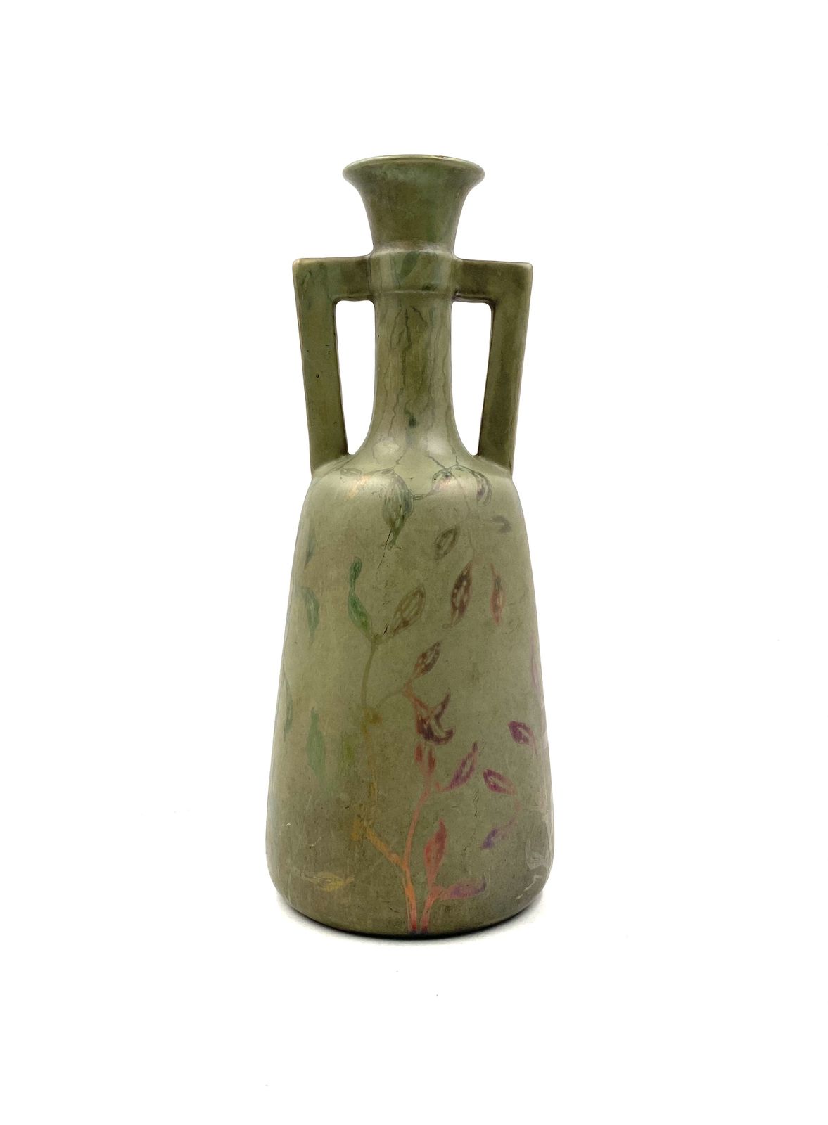 photo furniture Art Deco Green Iridescent Vase, Montieres France 1930s