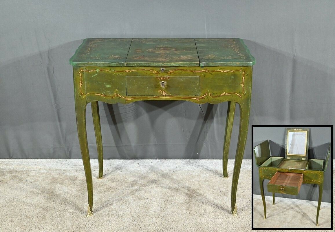 Small Painted Oak Dressing Table, Louis XV Style, Late 18th Century