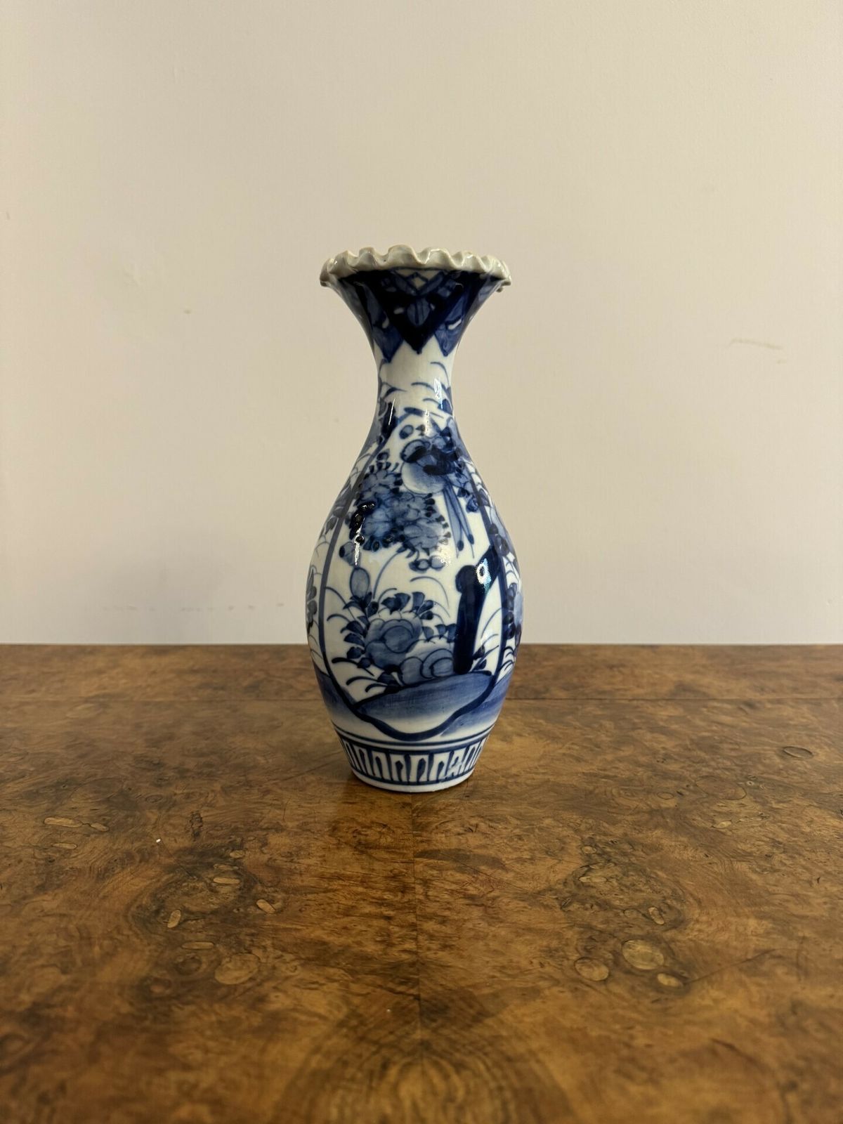 Charming Quality Antique Japanese Imari Blue And White Baluster Vase