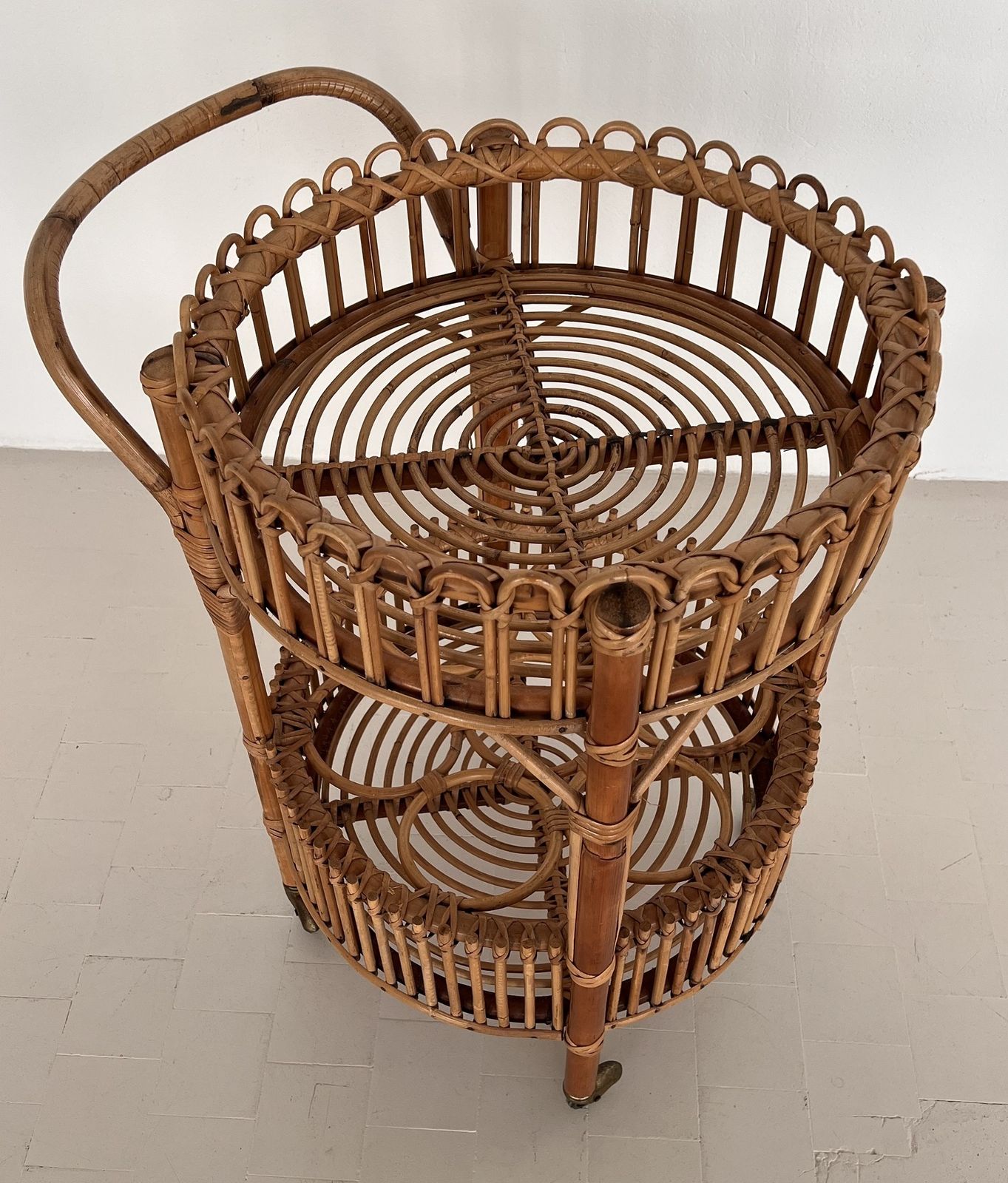 Italian Bamboo And Rattan Serving Bar Cart Or Trolley, 1970 photo furniture