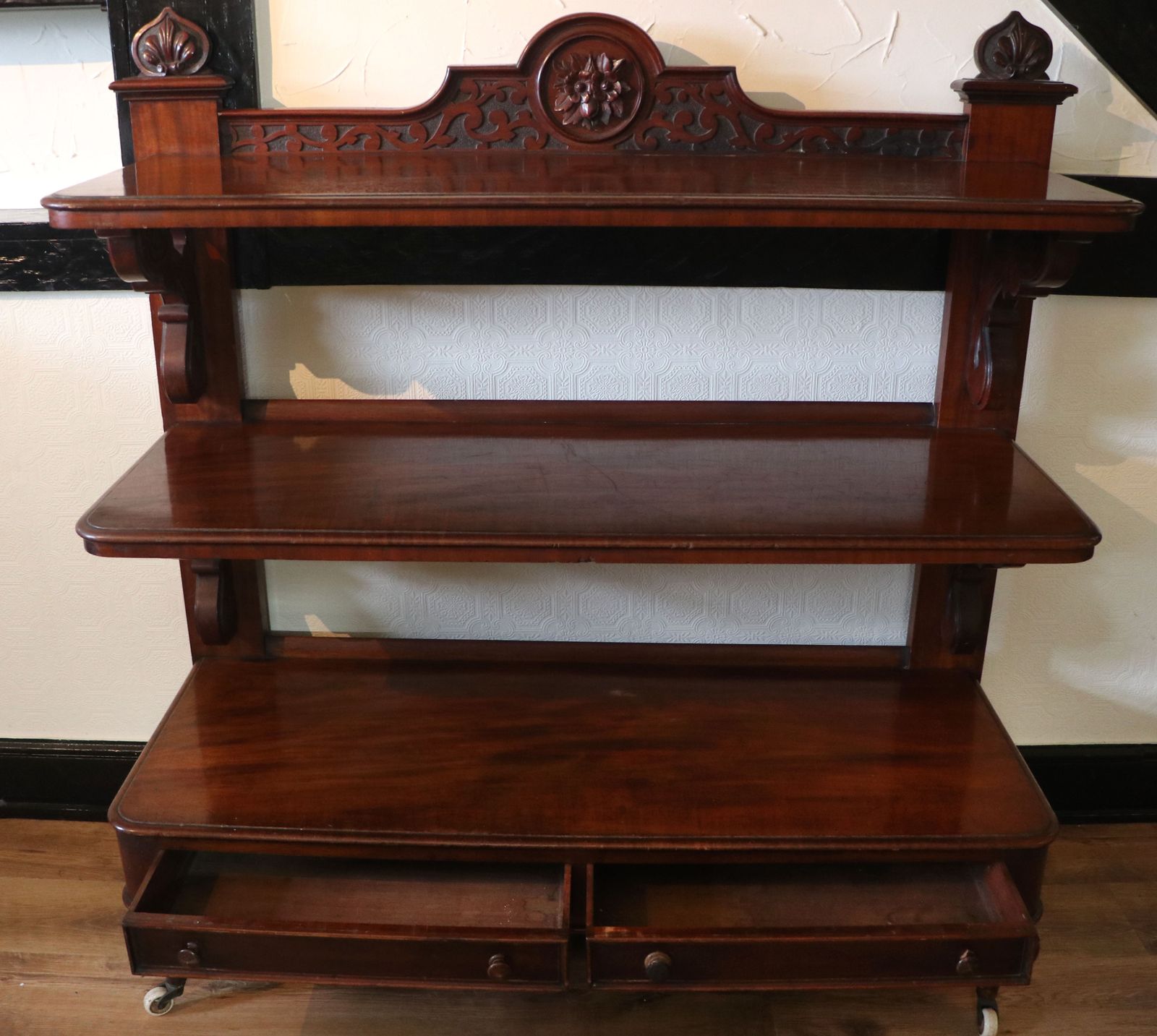 A Lovely Victorian Mahogany Buffet Or Dumb Waiter Shelf. photo for sale