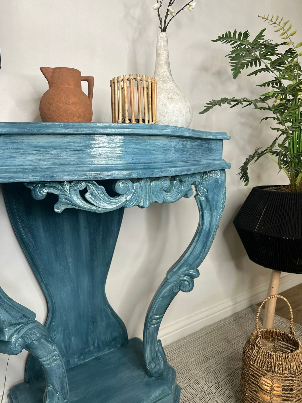 Layered Blue Boho Decorative Hallway Console Table photo 225.0