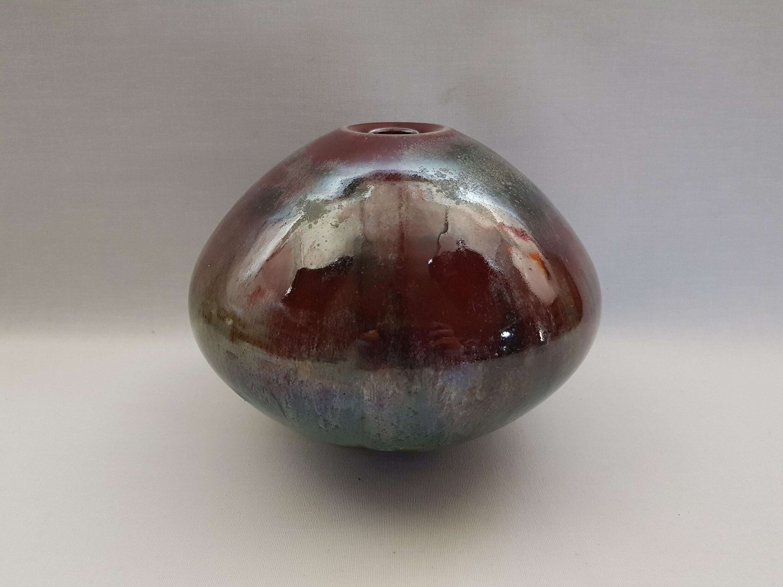 Vintage Wendelin Stahl Purple, Grey And Green Vase Studio Pottery From West Germany 1960s