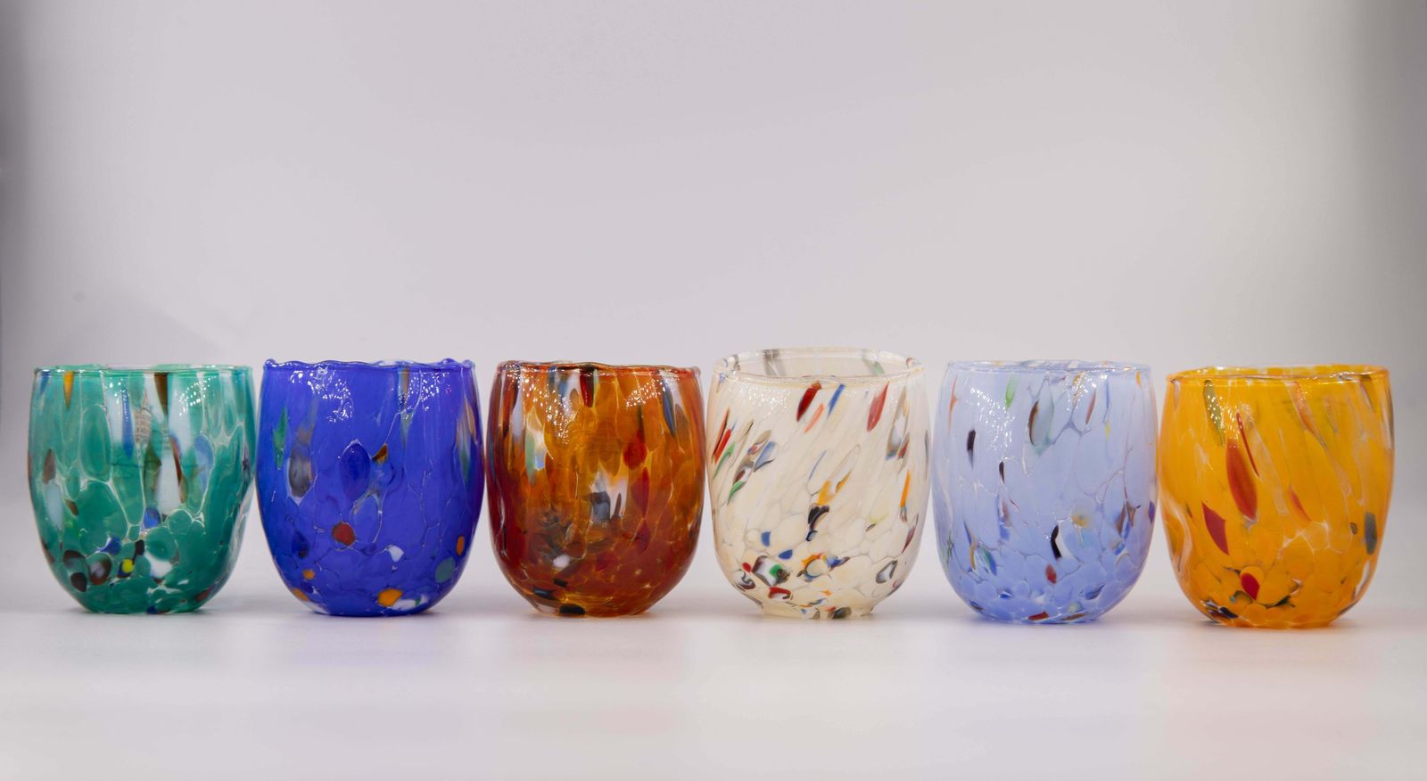 Set Of 6 Murano Shot Glasses Color "Multicolor" Handmade, Made In Italy photo furniture