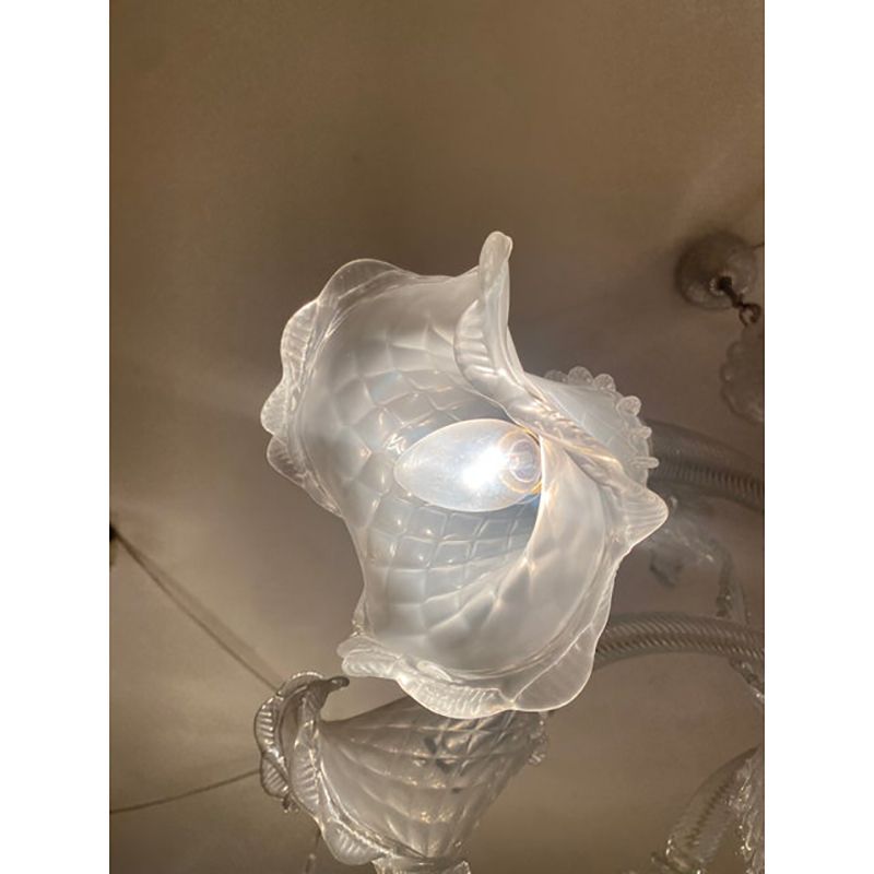 1970s Italian Style Murano Glass In Transparent And Sand Chandelier photo furniture
