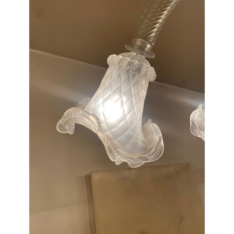 1970s Italian Style Murano Glass In Transparent And Sand Chandelier photo vintage