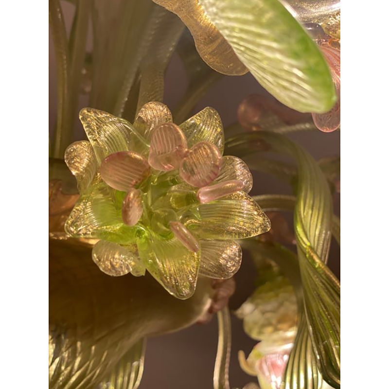 1970s Italian Style Murano Glass Multicolors With Flowers Chandelier photo for sale